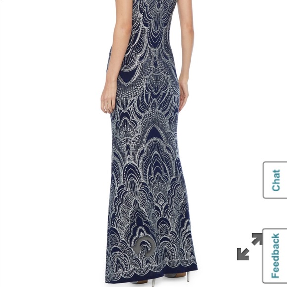 Sleeveless Glitter Knit Evening Gown - Picture 2 of 4